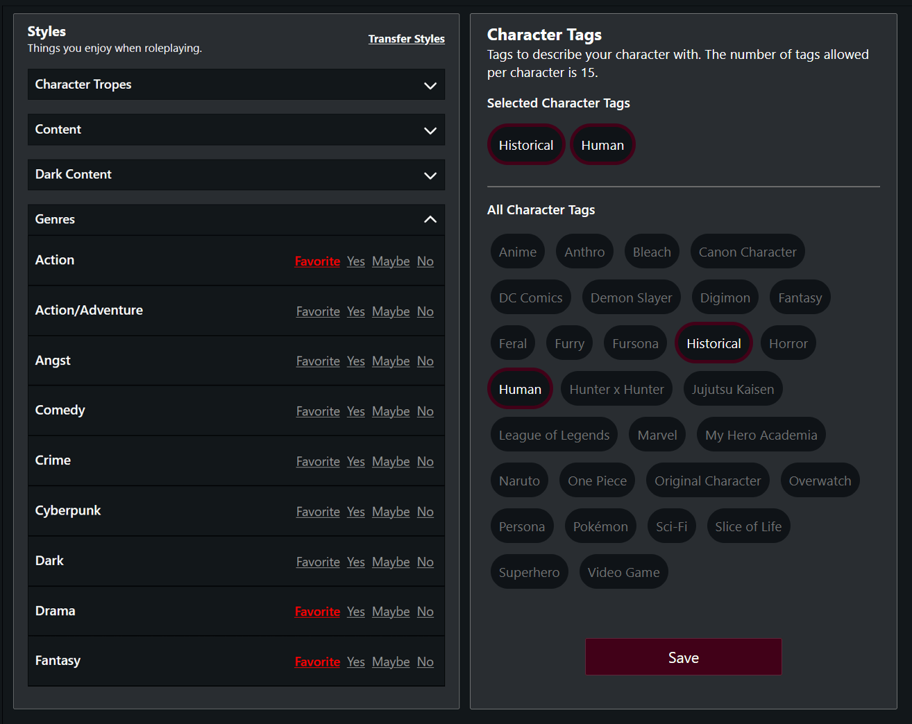 Character Description Example